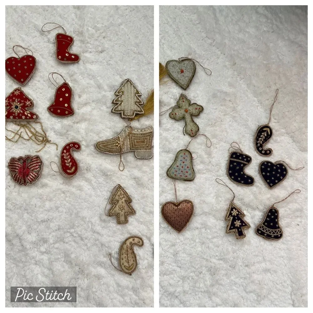 10 Purple Gold Thread Christmas Tree Eid Holiday Ornaments  Individually